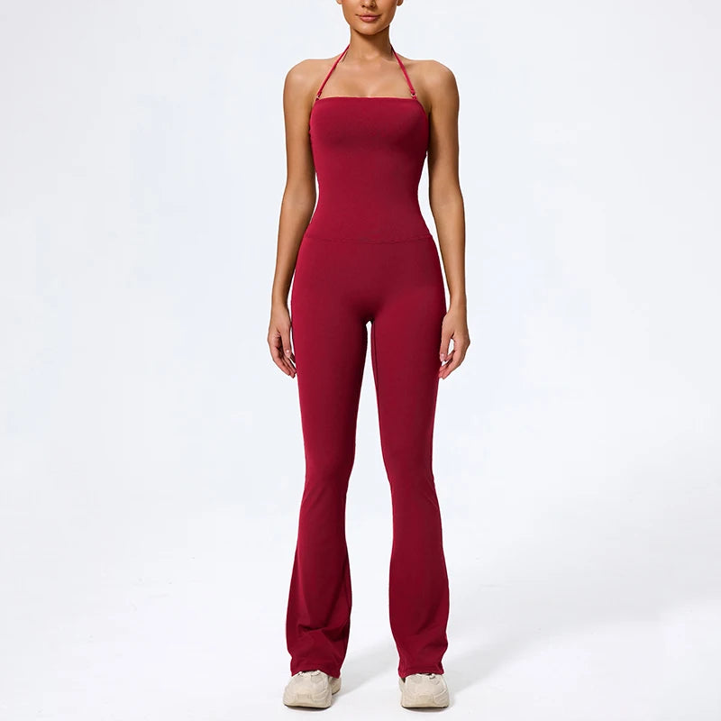 Flared Sport Jumpsuit met Halterneck – Pulsen Fit (10)