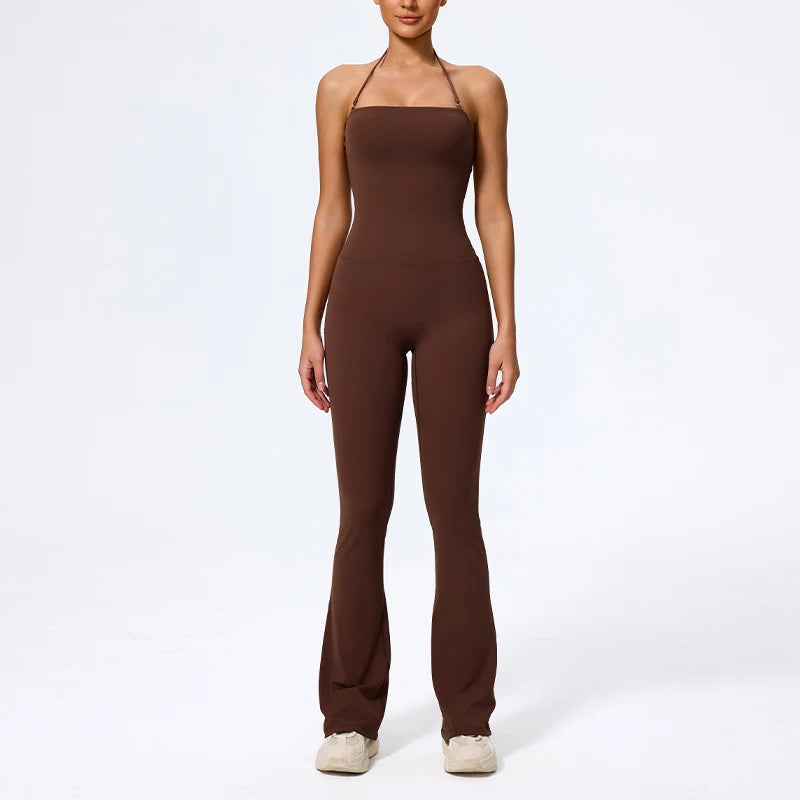 Flared Sport Jumpsuit met Halterneck – Pulsen Fit (7)