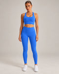 Sportset Dames Sport-bh en Legging, Squatproof, Levendig blauw, vooraanzicht, Pulsen Fit