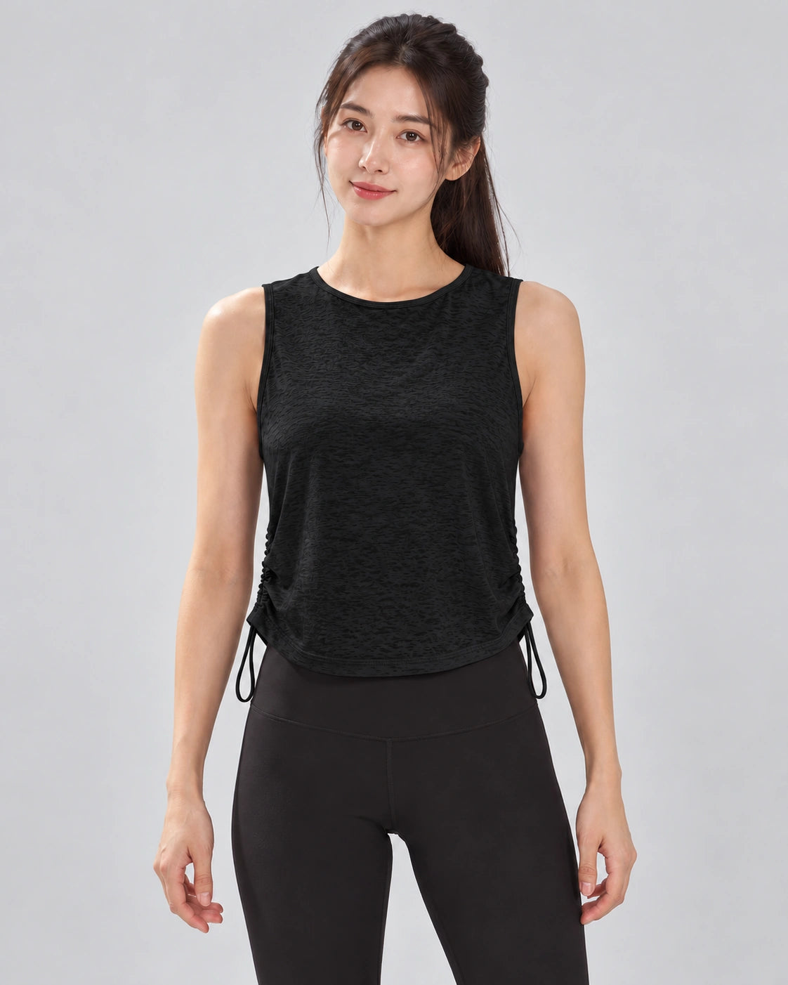 Losvallende Sporttop Dames met Racerback Sport Tanktop, Zwart, vooraanzicht, Pulsen Fit