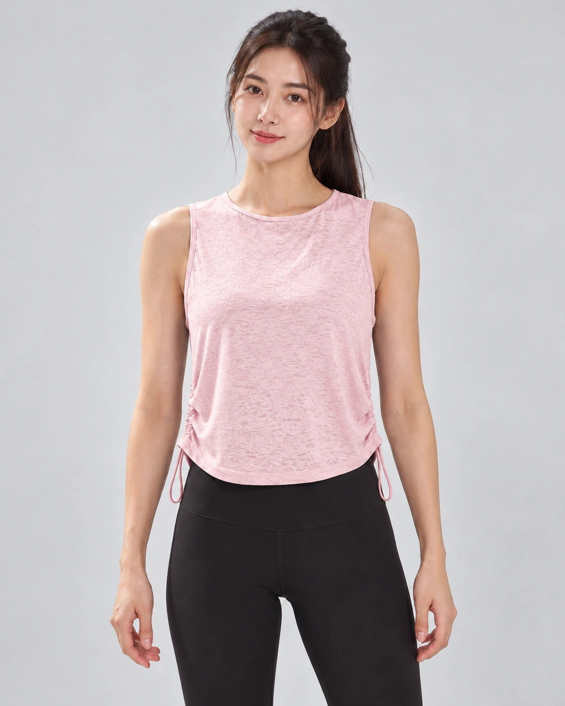 Losvallende Sporttop Dames met Racerback Sport Tanktop, Roze, vooraanzicht, Pulsen Fit