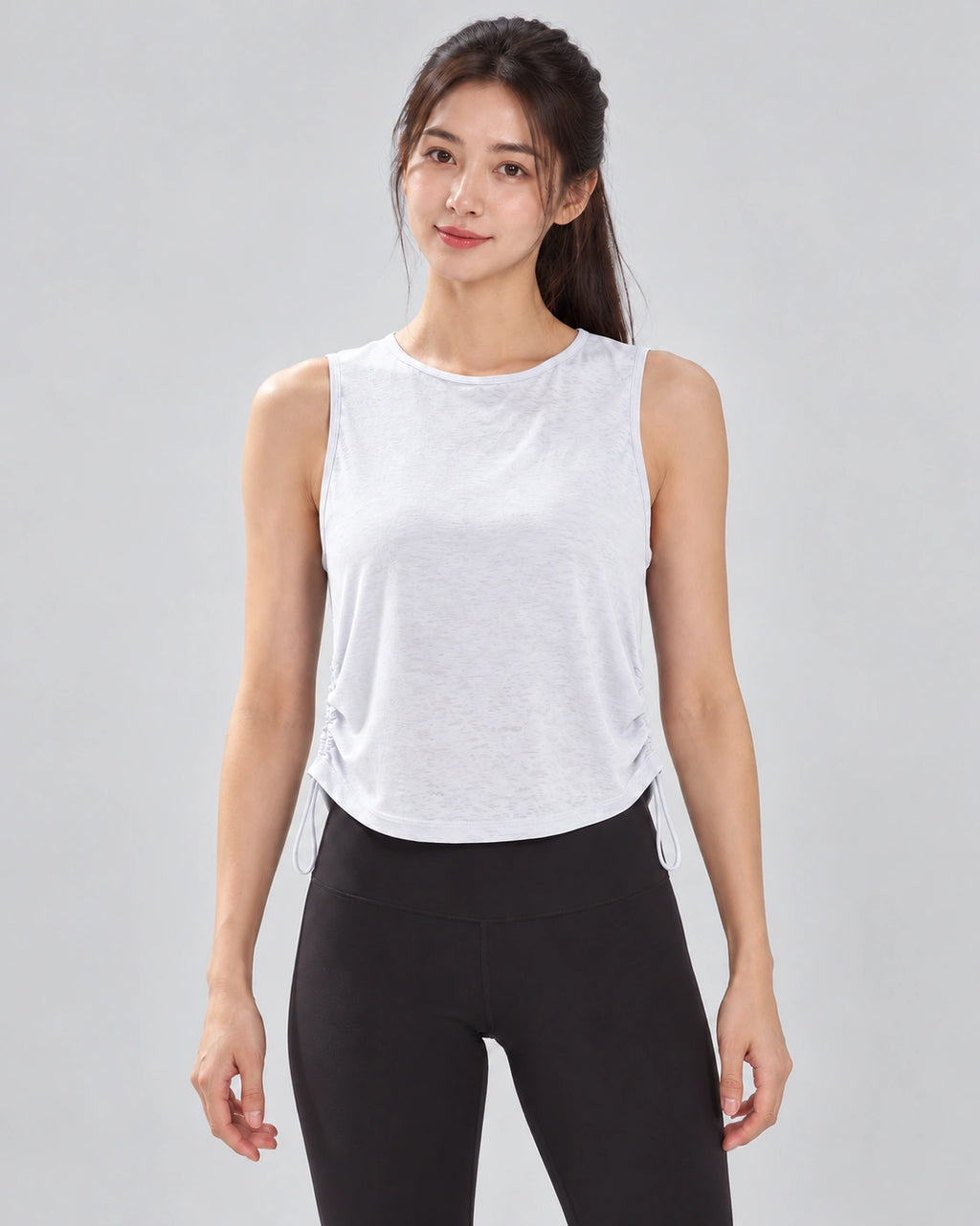 Losvallende Sporttop Dames met Racerback Sport Tanktop, Wit, vooraanzicht, Pulsen Fit