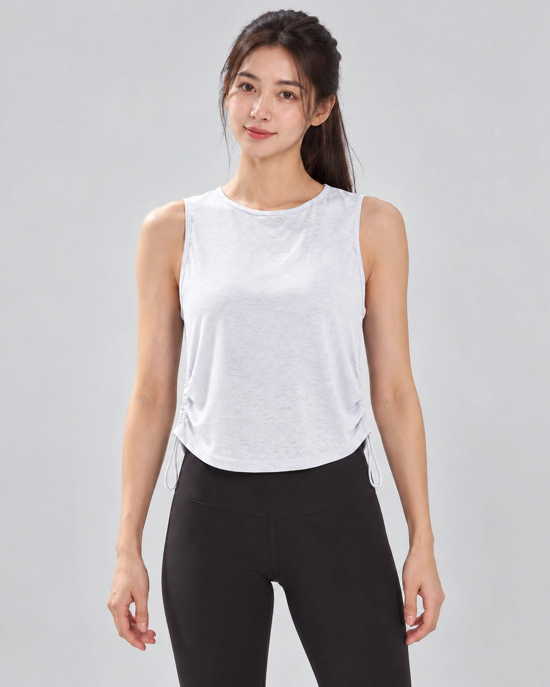 Losvallende Sporttop Dames met Racerback Sport Tanktop, Wit, vooraanzicht, Pulsen Fit